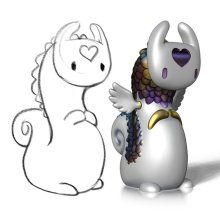 Dragon - 3D vs 2D sketch (2022) - 3D Dragon - 3D vs 2D sketch (2022) - 3D